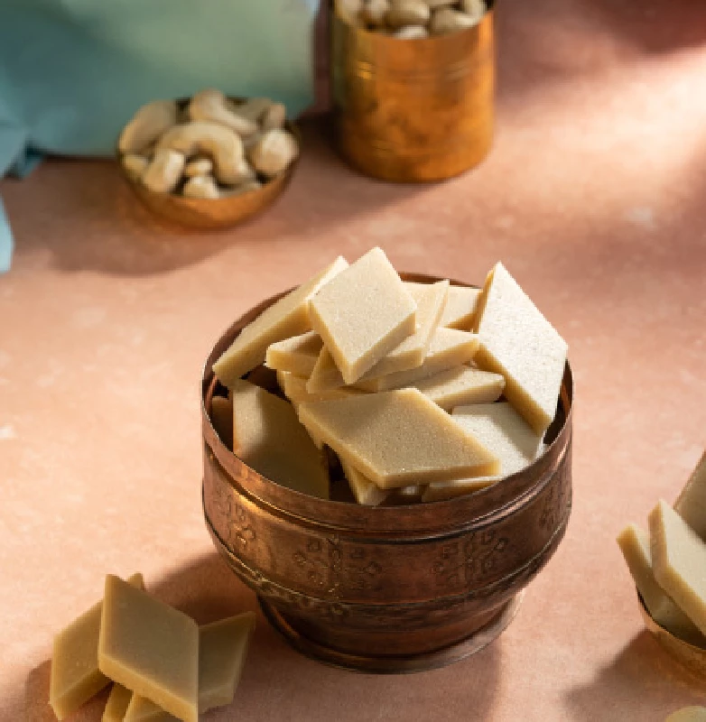 Almond House Kaju Burfi | Classic Cashew Katli Sweets | Lightly Sweetened Festive Mithai